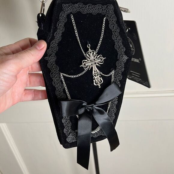 Dolls Kill Dark In Love Gothic Coffin Crossbody Bag NWT - Picture 2 of 6